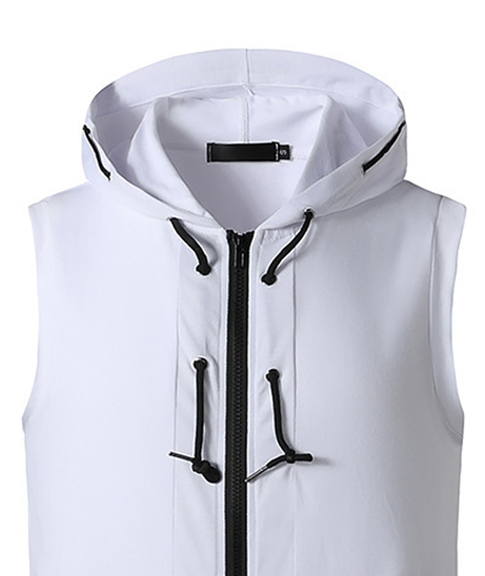 ZITY Men's Sleeveless Fitness Hooded Zipper Drawstring Hoodie-DUMMG05238|Zitysports