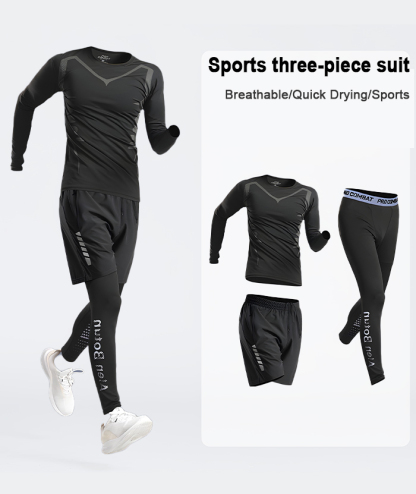 ZITY Men's Sports Shirt Tight Pant loose Shorts 3 Piece Compression Set-DUMTR05983