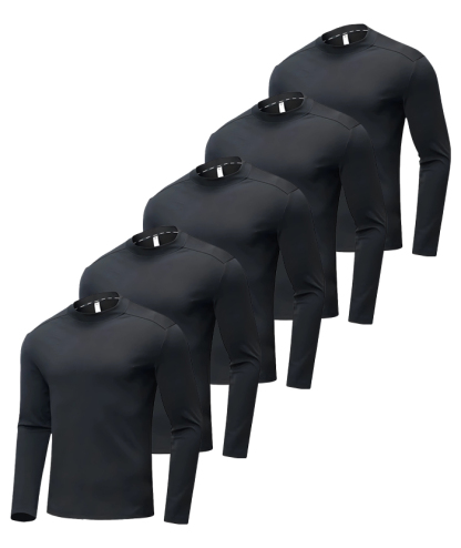 5 Pack Men's Long Sleeve Casual Slim Fit Performance T-Shirt-DZUHE00172