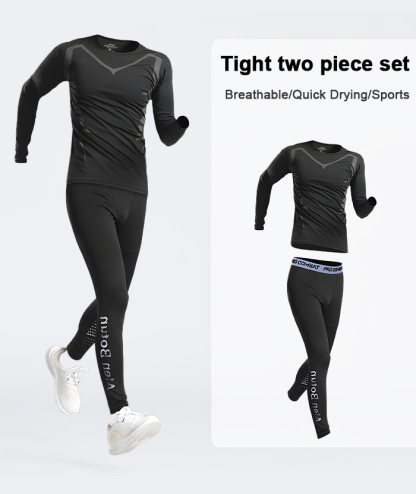 ZITY Men's Dri Fit Sports Shirt Tight Pant 2 Piece Compression Set-DUMTR05982