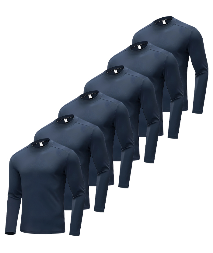5 Pack Men's Long Sleeve Casual Slim Fit Performance T-Shirt-DZUHE00172