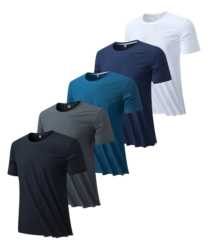 Men's Summer Slim Fit Solid Color T-Shirt Pack of 5 | Zitysports