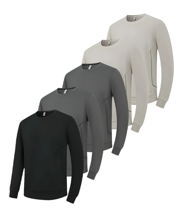 5 Pack Men's Athletic Fit Solid Color Long Sleeve T-Shirt-DZUHE00175