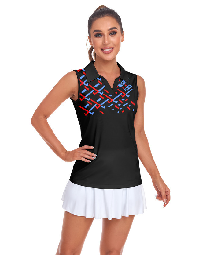 ZITY Women's Sleeveless Golf Printed Sportswear Quick Dry Polo Shirt-ZPK004234 | Zitysports