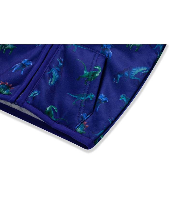 ZITY Kid's Velvet Dinasour Printed Long Sleeve Hooded Zipper Jacket-ZPK004377 | Zitysports