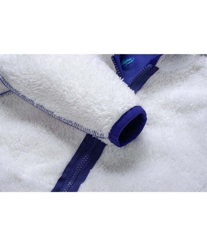 ZITY Kid's Velvet Dinasour Printed Long Sleeve Hooded Zipper Jacket-ZPK004377 | Zitysports