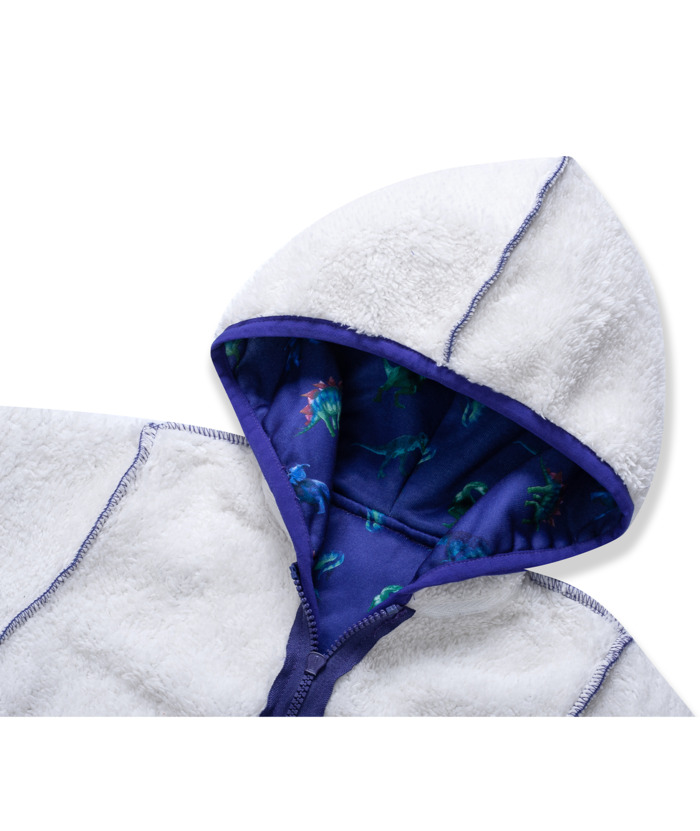 ZITY Kid's Velvet Dinasour Printed Long Sleeve Hooded Zipper Jacket-ZPK004377 | Zitysports