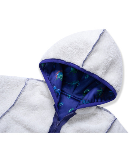 ZITY Kid's Velvet Dinasour Printed Long Sleeve Hooded Zipper Jacket-ZPK004377 | Zitysports