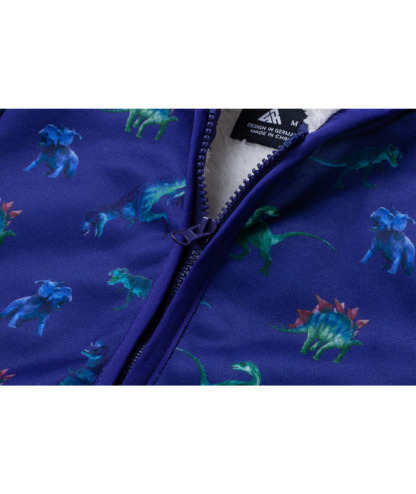 ZITY Kid's Velvet Dinasour Printed Long Sleeve Hooded Zipper Jacket-ZPK004377 | Zitysports
