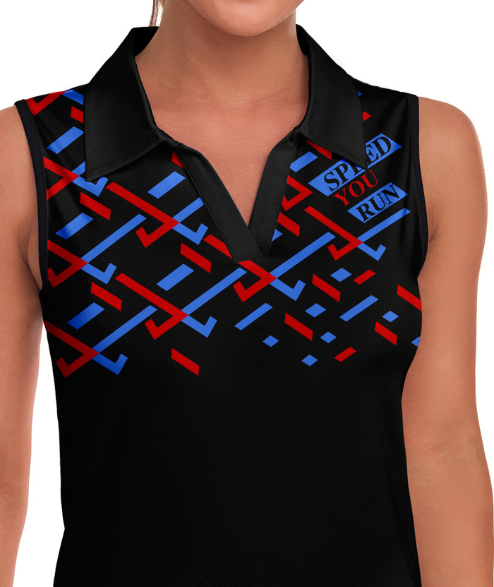 ZITY Women's Sleeveless Golf Printed Sportswear Quick Dry Polo Shirt-ZPK004234 | Zitysports