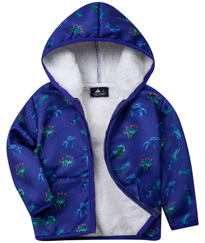 Kid's Fleece Dinasour Printed Hooded Full-Zip Jacket-ZPK004377 | Zitysports