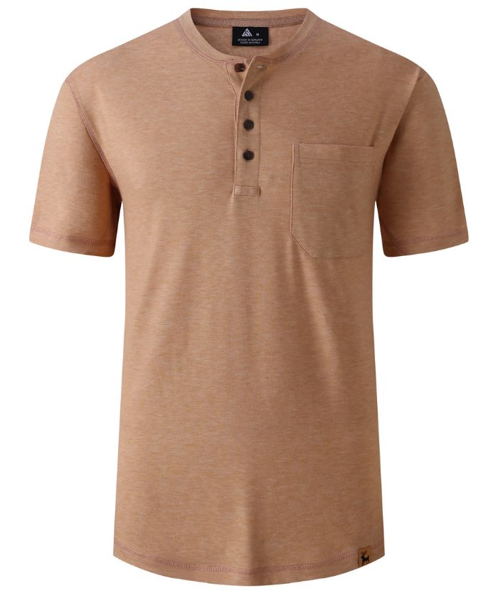 ZITY Men's Slim Fit Button Up Chest Pocket T-Shirt-CUMSS01983