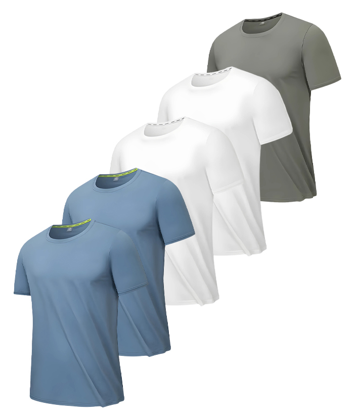 5 Pack Men's Round Neck Dry Fit Sports T-Shirt-DZUHE00183