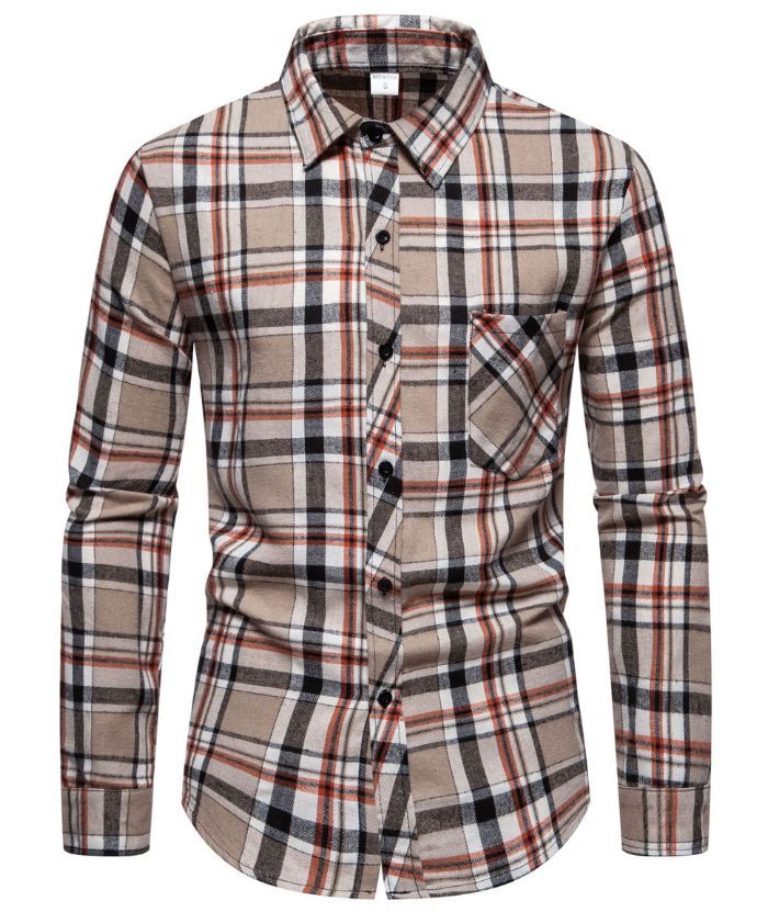 ZITY Men's Full Sleeved Stand Collar Plaid Flannel Shirt-DUMLT05246|Zitysports