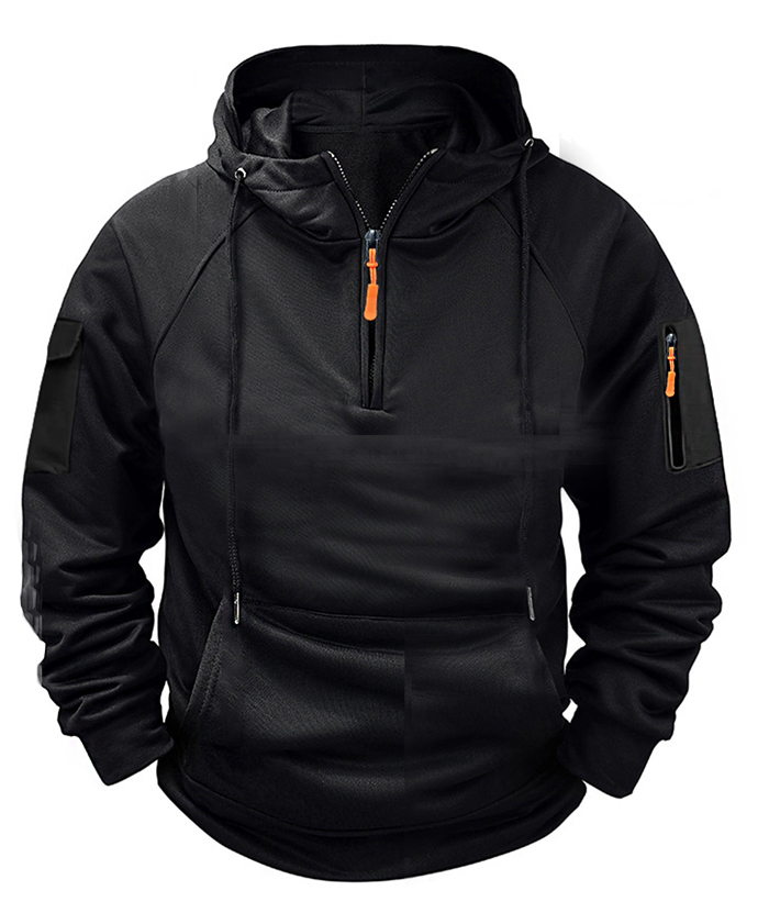 ZITY Men's Solid Quarter-Zip Hoodie-DUMFH04875 | Zitysports