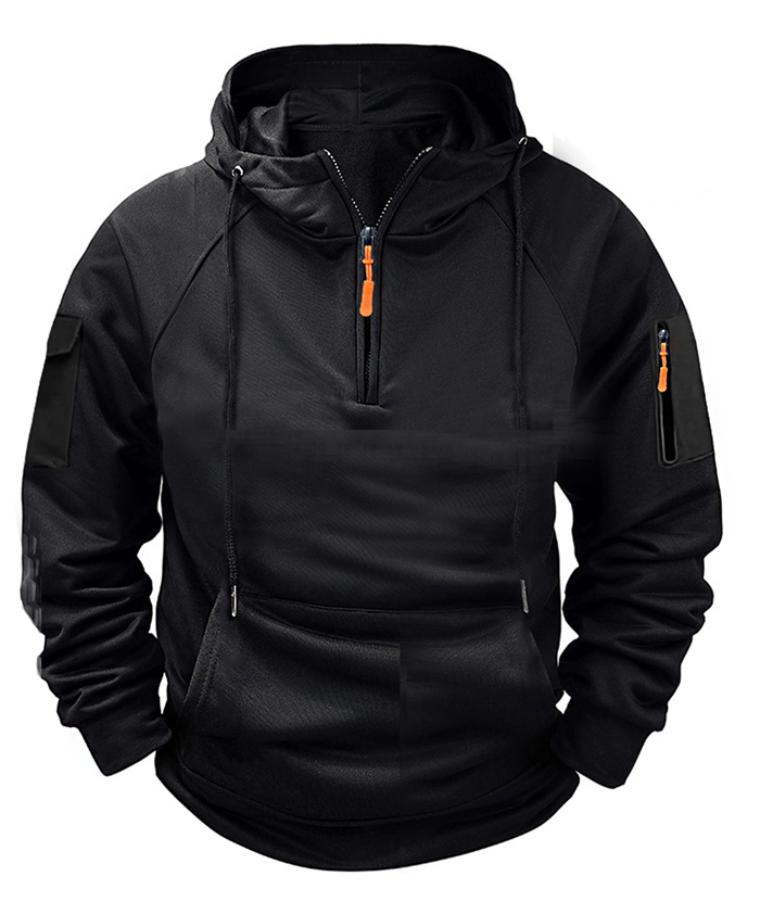 ZITY Men's Solid Quarter-Zip Hoodie-DUMFH04875 | Zitysports