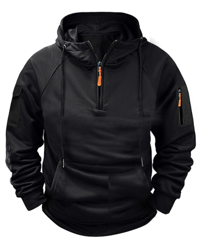 ZITY Men's Solid Quarter-Zip Hoodie-DUMFH04875 | Zitysports