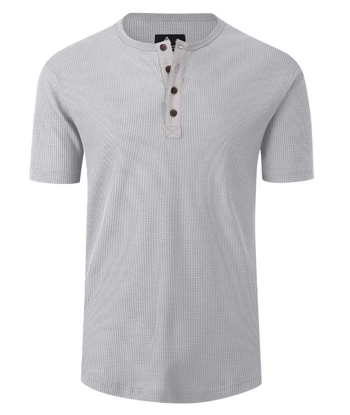 ZITY Men's Slim Fit Button Up Summer T-Shirt-CUMSS01786