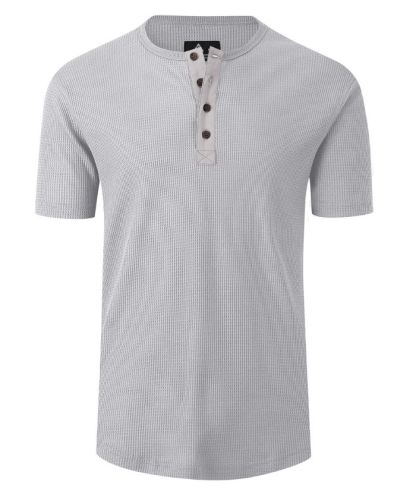 ZITY Men's Slim Fit Button Up Summer T-Shirt-CUMSS01786