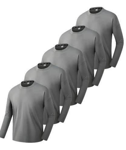 5 Pack ZITY Men's Solid Color Long Sleeve Sports T-Shirt-DZUHE00174