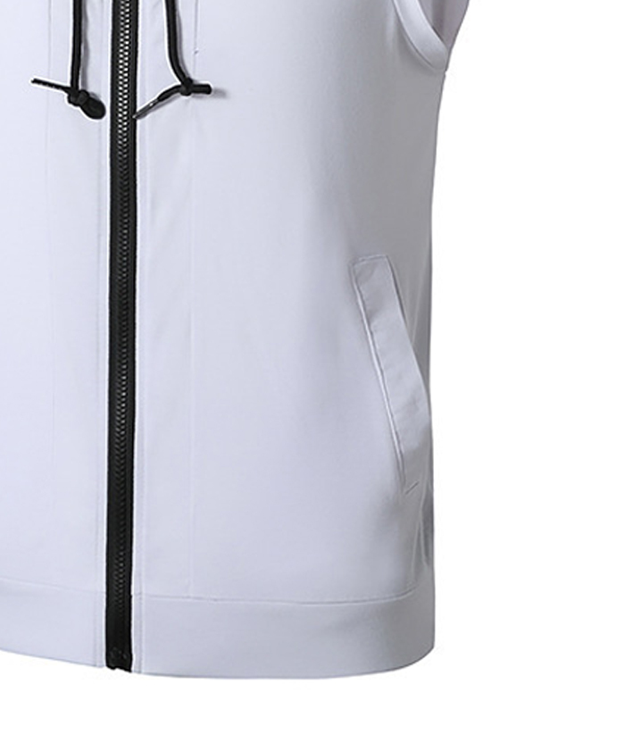ZITY Men's Sleeveless Fitness Hooded Zipper Drawstring Hoodie-DUMMG05238|Zitysports