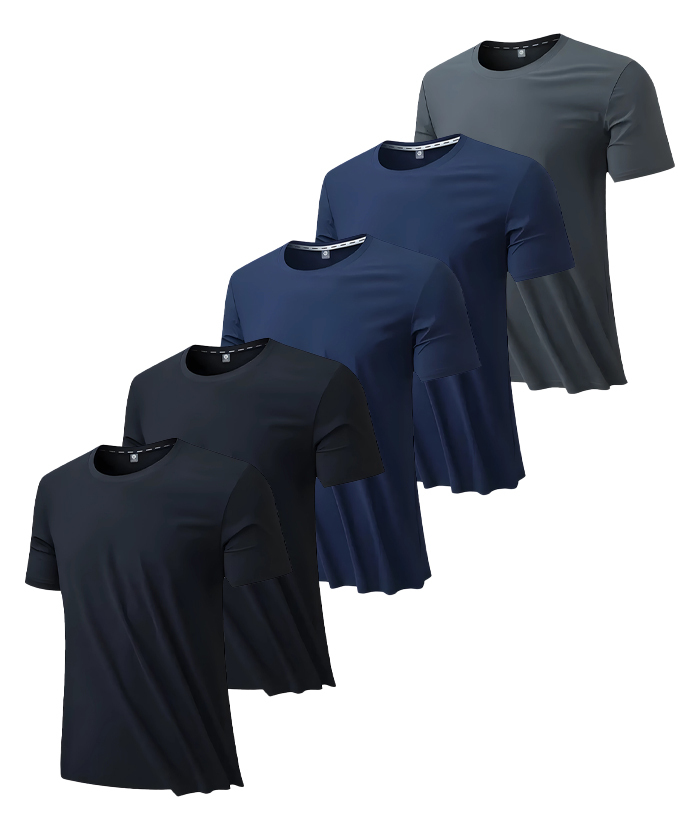 5 Pack Men's Summer Slim Fit Solid Color T-Shirt-DZUHE00181