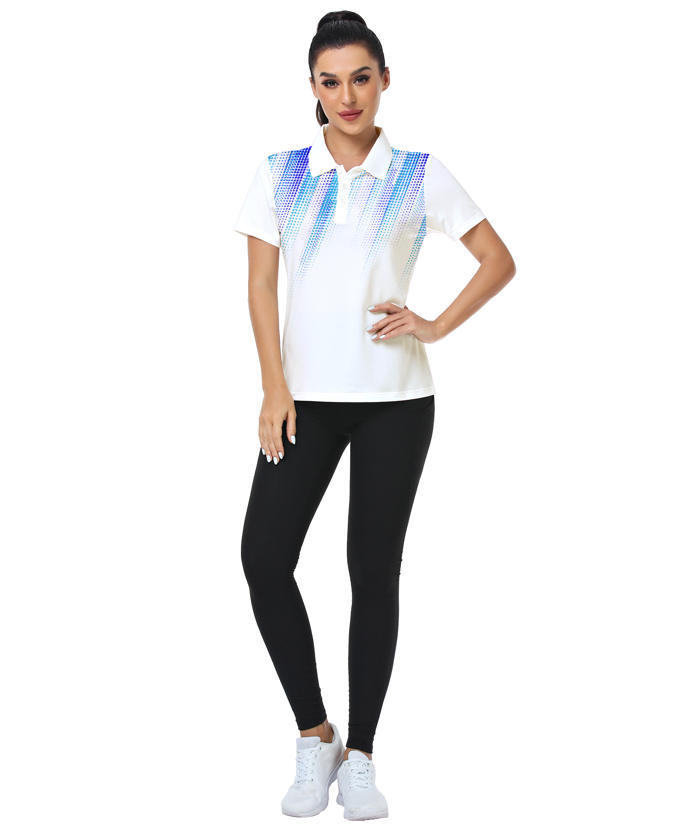 ZITY Women's Dotted Print Dri Fit Golf Polo Shirt-CUWPO02413