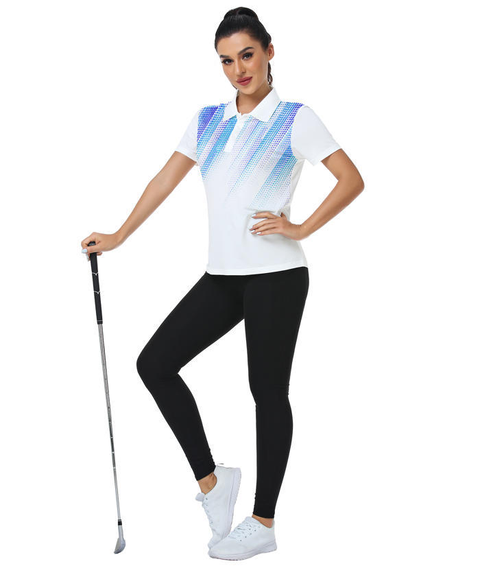 ZITY Women's Dotted Print Dri Fit Golf Polo Shirt-CUWPO02413