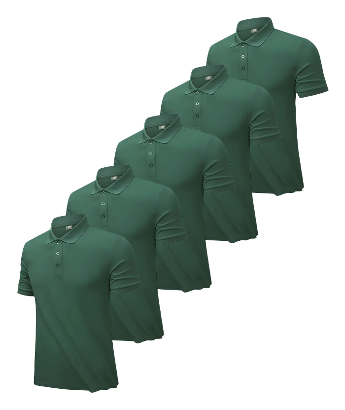5 Pack Men's Button Up Dri Fit Summer Polo Shirt-DZUHE00178