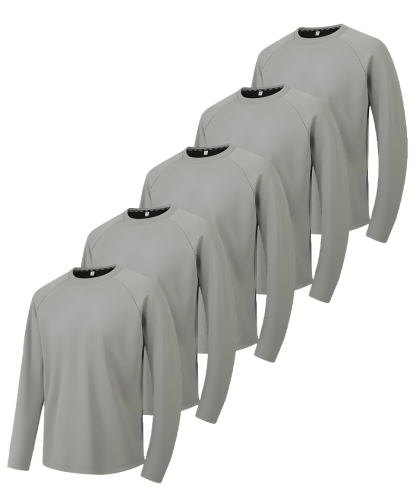 5 Pack/3 Pack Men's Long Sleeve Solid Color Performance T-Shirt-DZUHE00176