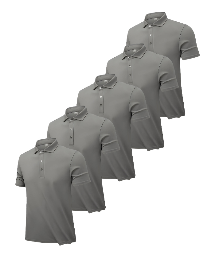 5 Pack Men's Summer Solid Color Dry Fit Polo Shirt-DZUHE00173
