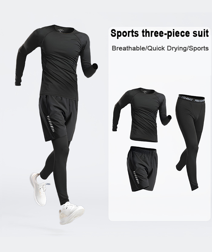 ZITY Men's Sports Shirt Tight Pant loose Shorts 3 Piece Compression Set-DUMTR05983