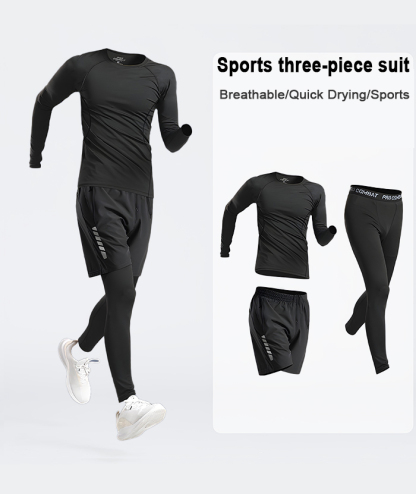 ZITY Men's Sports Shirt Tight Pant loose Shorts 3 Piece Compression Set-DUMTR05983