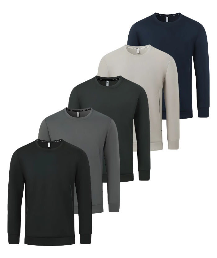 5 Pack Men's Athletic Fit Solid Color Long Sleeve T-Shirt-DZUHE00175