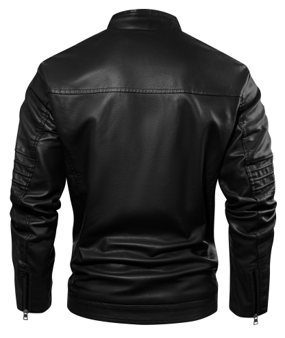 ZITY Men's Full Zipper Regular Fit Leather Jacket-ZPK007130