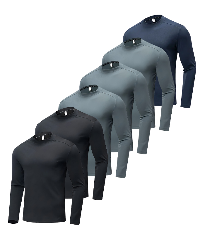5 Pack Men's Long Sleeve Casual Slim Fit Performance T-Shirt-DZUHE00172