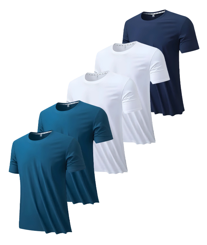 5 Pack Men's Summer Slim Fit Solid Color T-Shirt-DZUHE00181