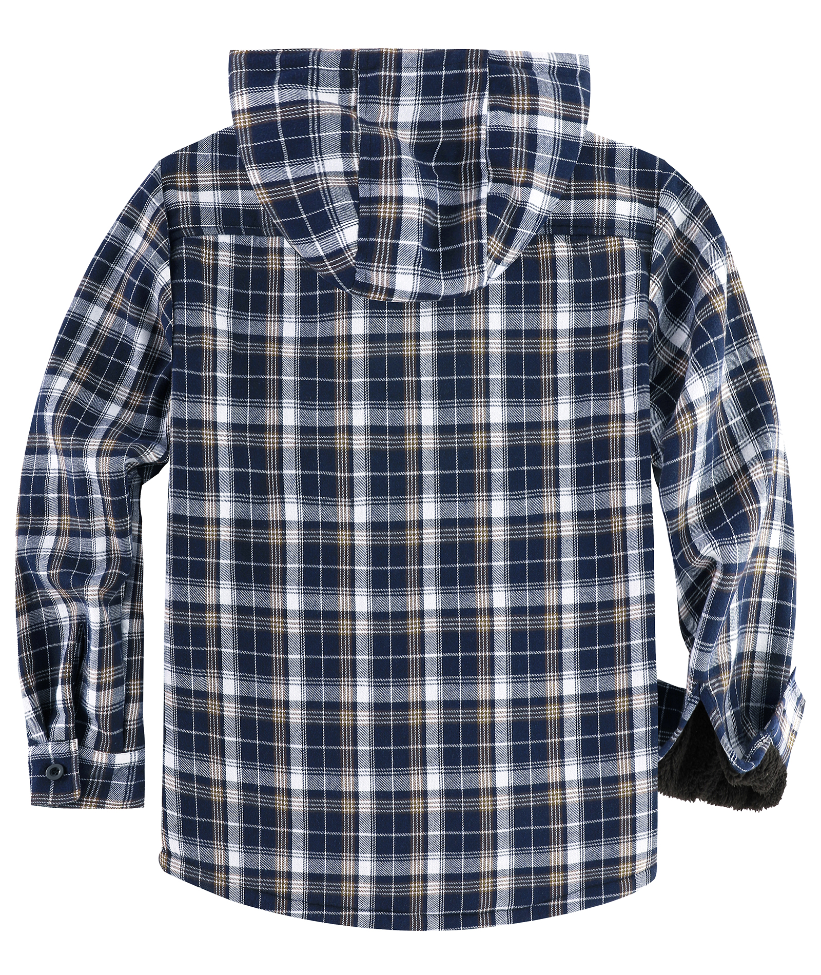 ZITY Men's Autumn Winter Plaid Thick Sherpa Line Hoodie-CUMJA05731