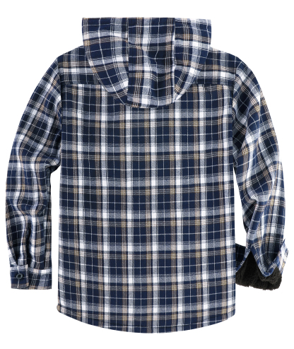 ZITY Men's Autumn Winter Plaid Thick Sherpa Line Hoodie-CUMJA05731