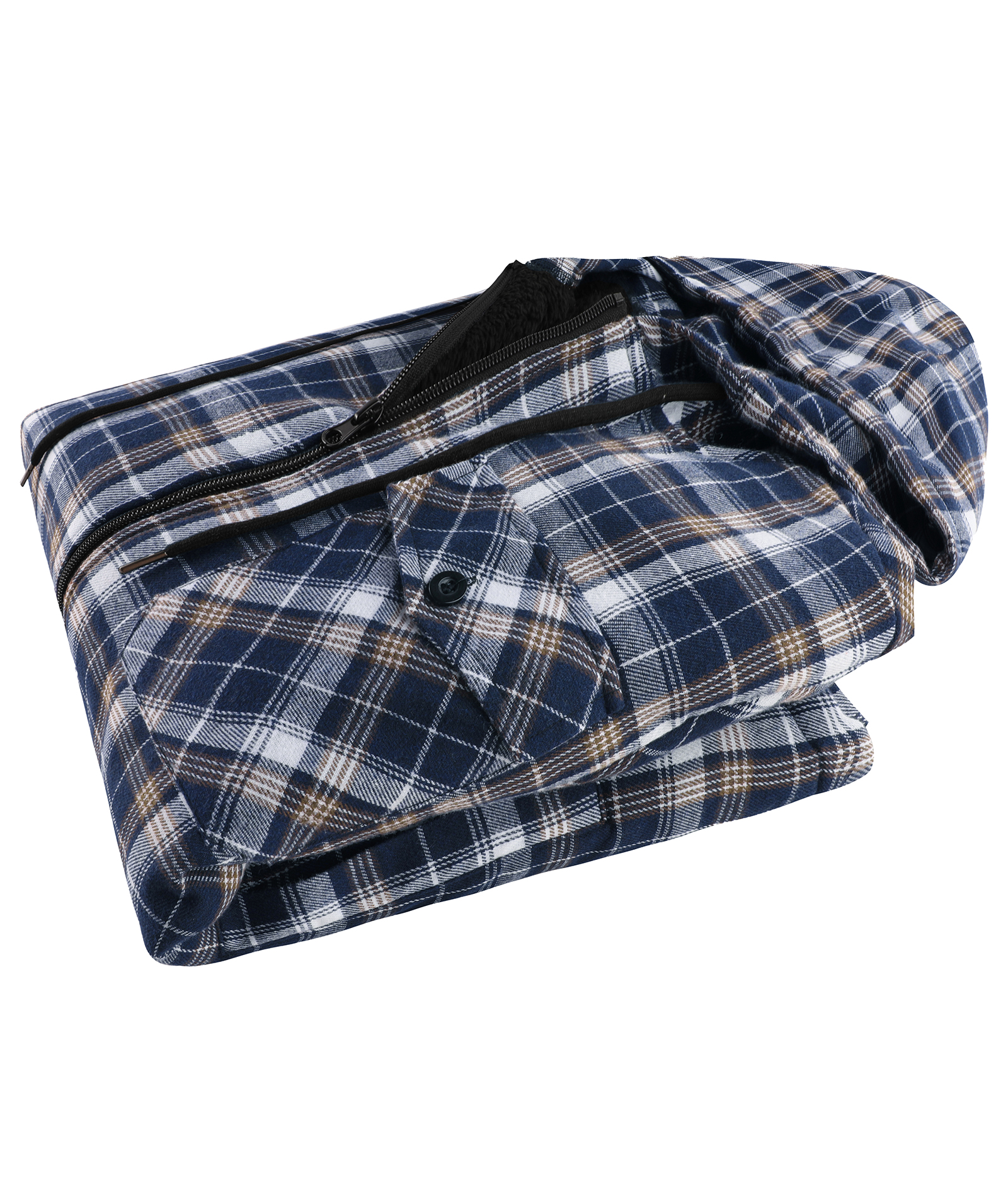 ZITY Men's Autumn Winter Plaid Thick Sherpa Line Hoodie-CUMJA05731