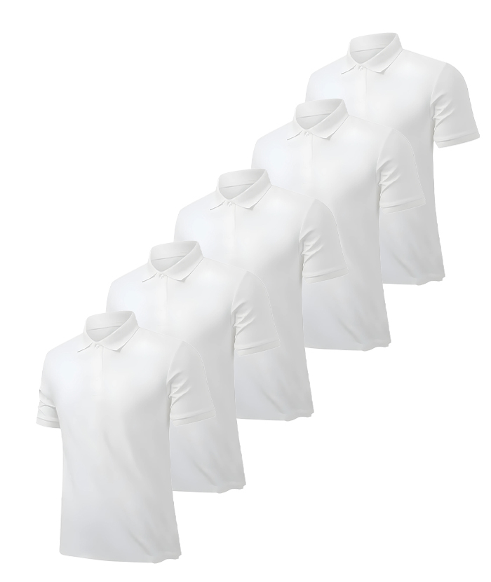 5 Pack Men's Button Up Dri Fit Summer Polo Shirt-DZUHE00178