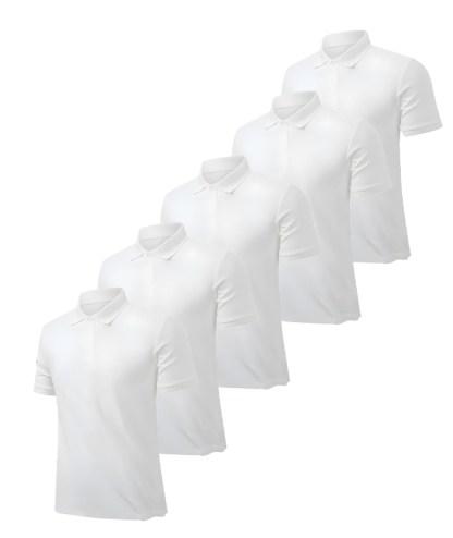5 Pack Men's Button Up Dri Fit Summer Polo Shirt-DZUHE00178