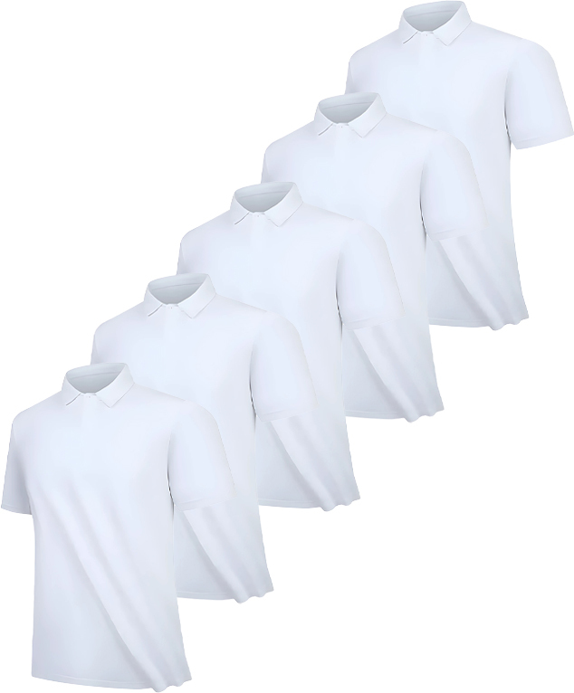 5 Pack Men's Button Up Workout Dry Fit Polo Shirt-DZUHE00186
