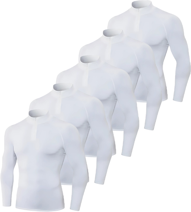 5 Pack Men's Quarter Zip Sports Compression Shirt-DZUHE00188