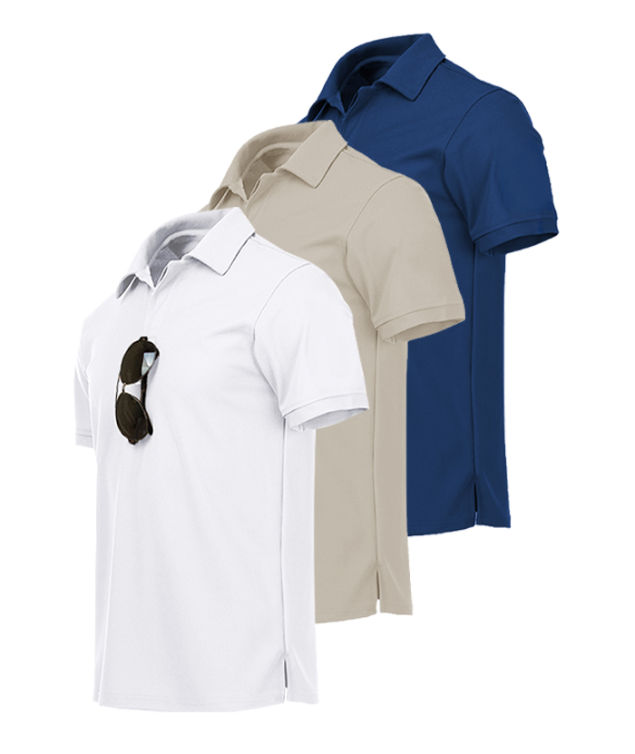 3 Pack Men's Button Up Dri Fit Golf Polo Shirt-AZUHE00035