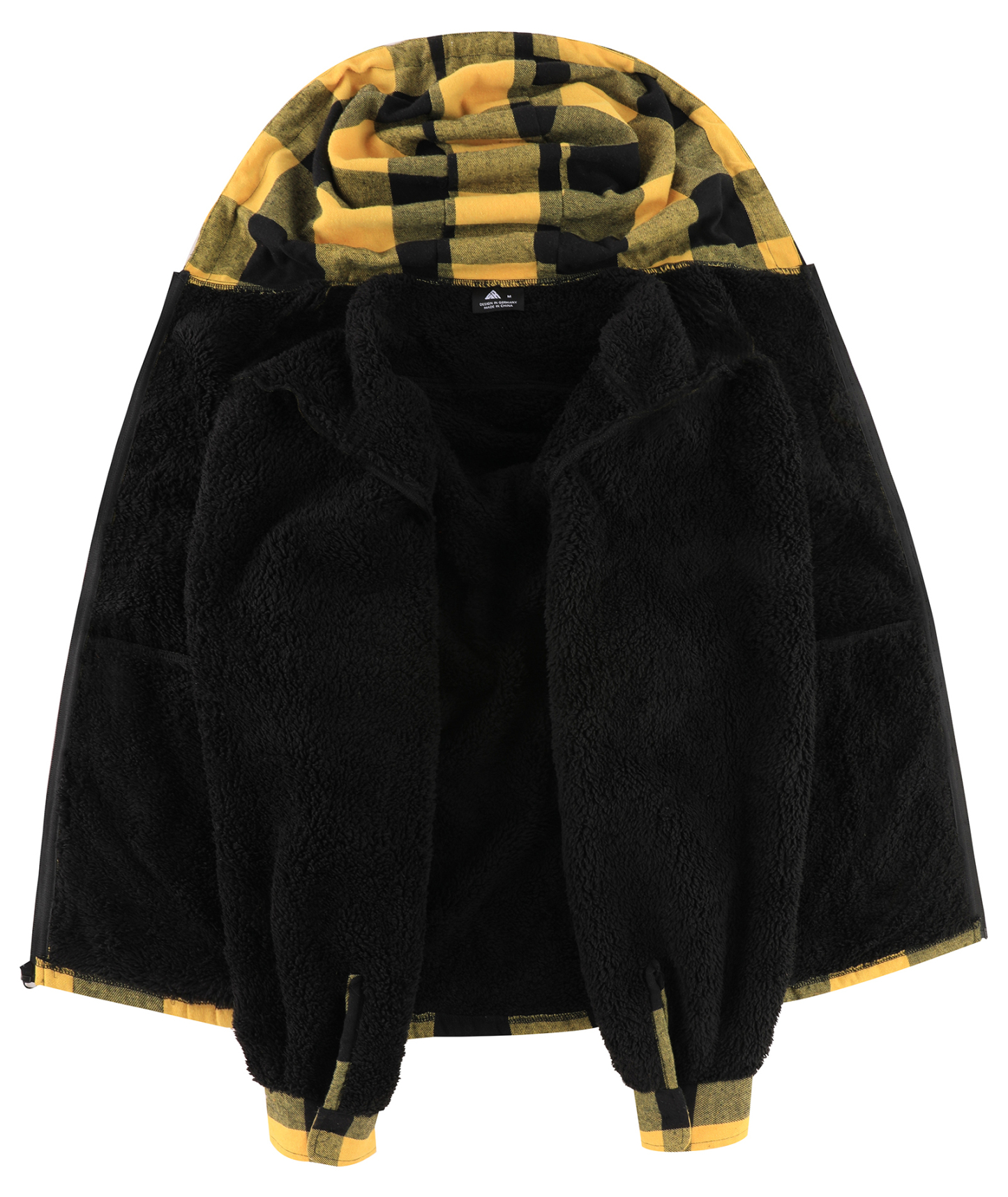 ZITY Men's Autumn Winter Plaid Thick Sherpa Line Hoodie-CUMJA05731