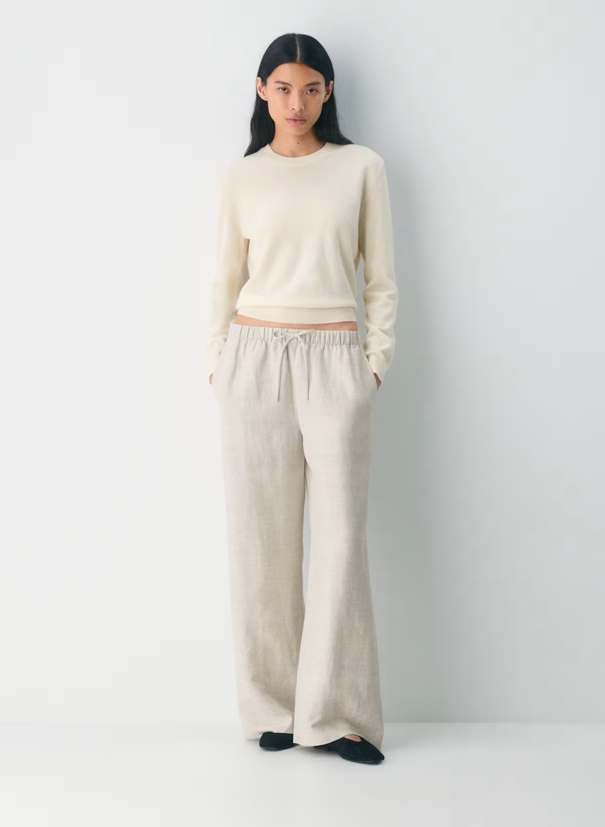 High-rise relaxed wide-leg linen pants(Buy 2 Free Shipping)