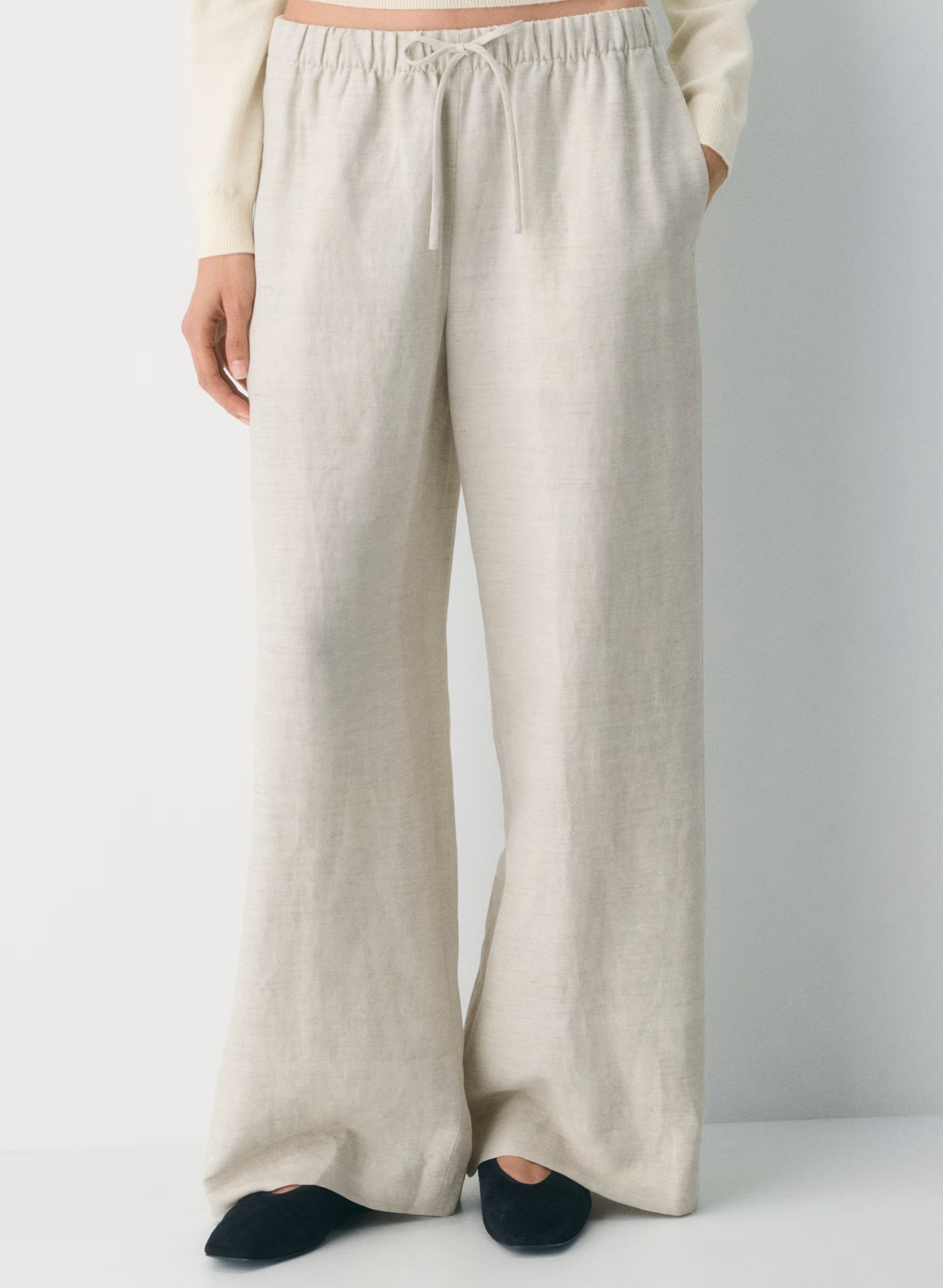 High-rise relaxed wide-leg linen pants(Buy 2 Free Shipping)