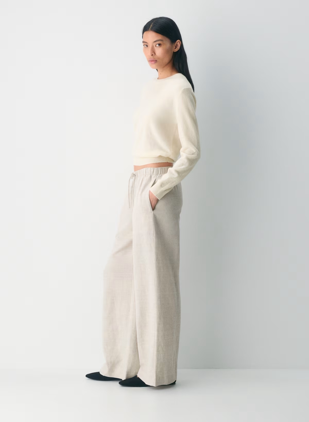 High-rise relaxed wide-leg linen pants(Buy 2 Free Shipping)