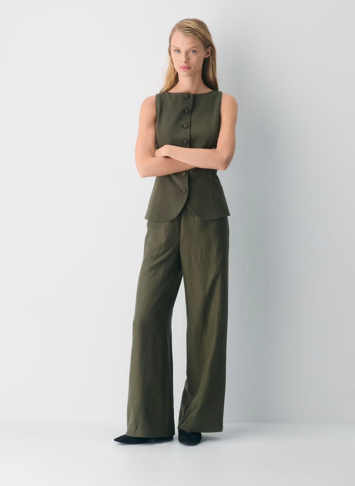 High-rise relaxed wide-leg linen pants(Buy 2 Free Shipping)